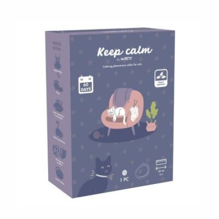 M-Pets Keep Calm Sakinleştirici Kedi Tasması Gri