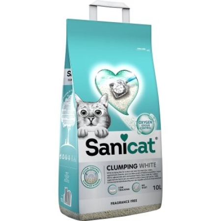 Sanicat Koku Kontrollü Topaklaşan Beyaz Tanecikli Bentonit Kedi Kumu 10 lt