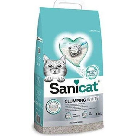 Sanicat Clumping White Cotton Fresh Oksijen Kontrol Emici Bentonit Kedi Kumu 10 lt