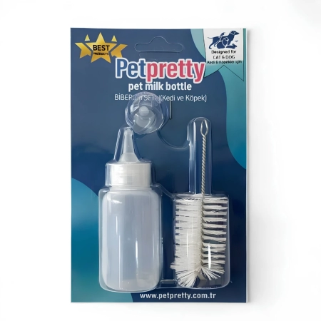 Pet Pretty Yavru Kedi ve Köpek için Biberon ve Temizleme Fırçası Seti 60 ml