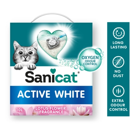 Sanicat Active White Lotus Çiçeği Kokulu Topaklanan Kedi Kumu 10 lt