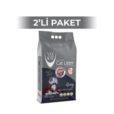 Van Cat Aktif Karbonlu İnce Taneli Topaklanan Bentonit Kedi Kumu 10 Lt X 2 Adet