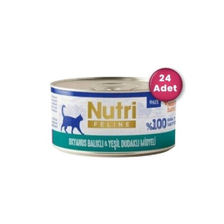 Nutri Feline Okyanus Balıklı ve Yeşil Dudaklı Midyeli Tahılsız Yetişkin Kedi Konservesi 70 gr X 24 Adet