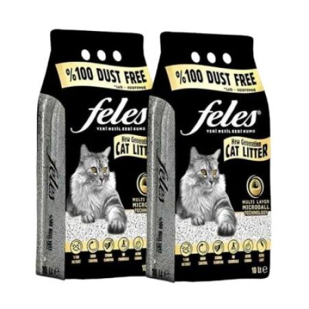 Feles Aktif Karbonlu Tozsuz Topaklanan Kedi Kumu 10 lt X 2 Adet
