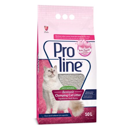 Proline Bebek Pudrası Kokulu Topaklanan Bentonit Kedi Kumu 10 lt