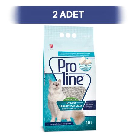 Proline Marsilya Sabunu Kokulu Topaklanan Bentonit Kedi Kumu 2 x 10 lt