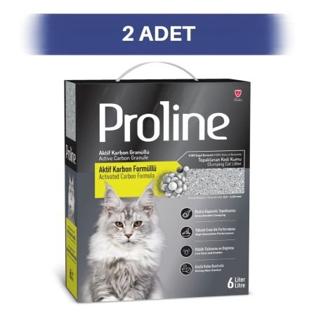 Proline Aktif Karbonlu Granüllü Bentonit Kedi Kumu 2 x 6 lt