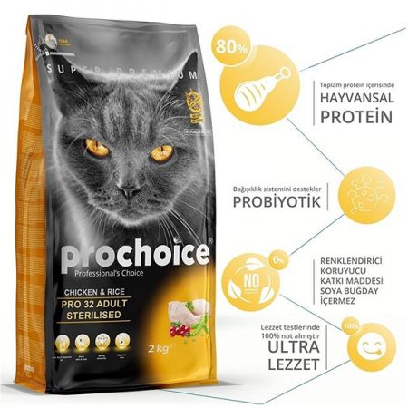 Pro Choice Pro 32 Sterilised Tavuklu Kısırlaştırılmış Kedi Maması 15 Kg