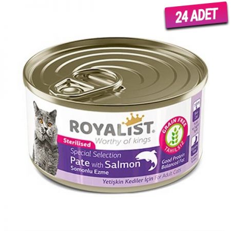 Royalist Somonlu Ezme Tahılsız Kısırlaştırılmış Kedi Konservesi 80 Gr - 24 Adet