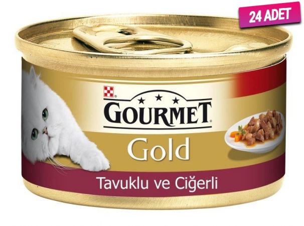 Gourmet Gold Tavuk ve Ciğerli Yetişkin Konserve Kedi Maması 85 Gr - 24 Adet