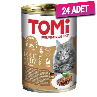 Tomi Kanatlı Eti ve Ciğerli Kedi Konservesi 400 Gr - 24 Adet