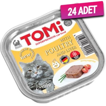 Tomi Kanatlı Eti ve Kaz Ciğerli Pate Kedi Konservesi 100 Gr - 24 Adet