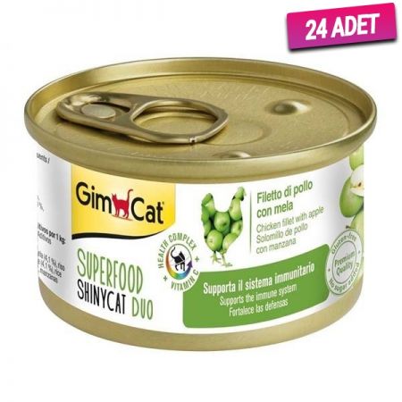 Gimcat Shinycat Fileto Tavuklu ve Elmalı Yetişkin Kedi Konservesi 70 Gr - 24 Adet
