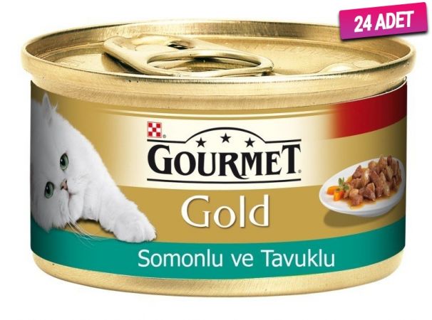 Gourmet Gold Somon ve Tavuklu Yetişkin Konserve Kedi Maması 85 Gr - 24 Adet