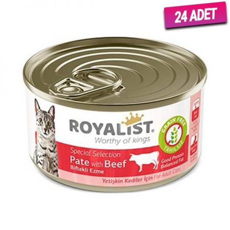 Royalist Biftekli Ezme Tahılsız Yetişkin Kedi Konservesi 80 Gr - 24 Adet