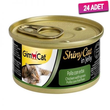 Gimcat Shinycat Tavuklu Ve Çimenli Yetişkin Kedi Konservesi 70 gr - 24 Adet
