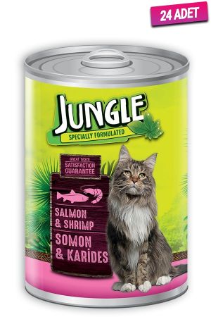 Jungle Somonlu Karidesli Konserve Kedi Maması 415 Gr - 24 Adet