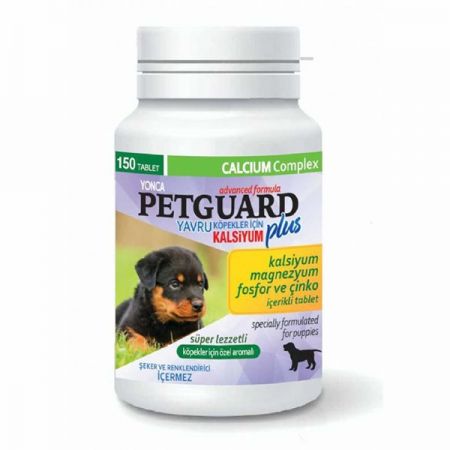 Petguard Yavru Köpekler İçin Magnezyum Fosfor ve Çinkolu Kalsiyum Tableti 150 Adet