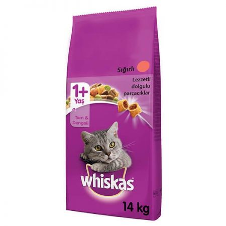 Whiskas Biftek ve Havuçlu Yetişkin Kedi Maması 14 Kg