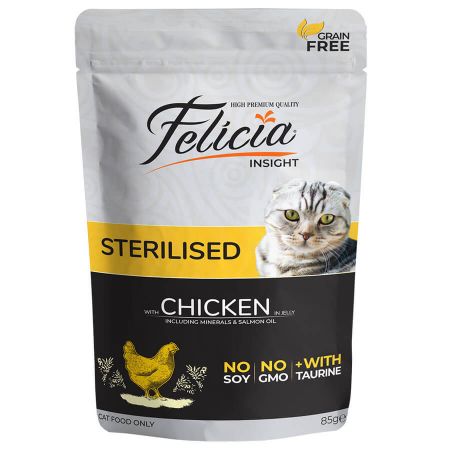 Felicia Tahılsız Tavuklu Pouch Kısırlaştırılmış Konserve Kedi Maması 85 Gr