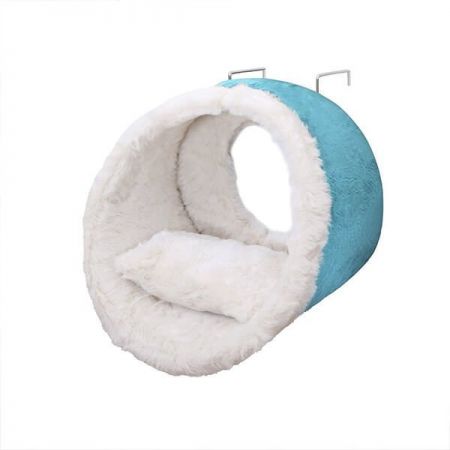 Glipet Kalorifer Üstü Askılı Yastıklı Peluş Kedi Yatağı 42 cm Turkuaz-Beyaz