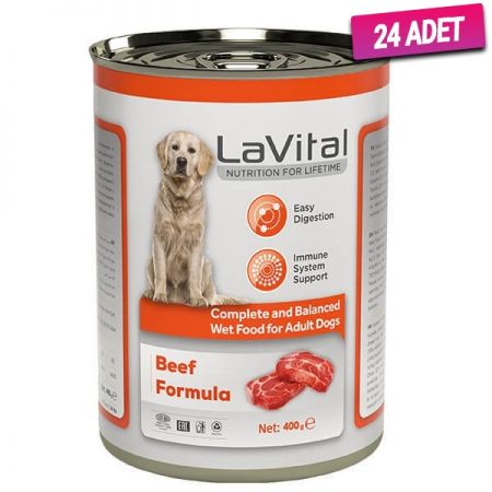 Lavital Adult Biftekli Bağışıklık Sistemi Destekleyici Yetişkin Köpek Konservesi 400 Gr - 24 Adet