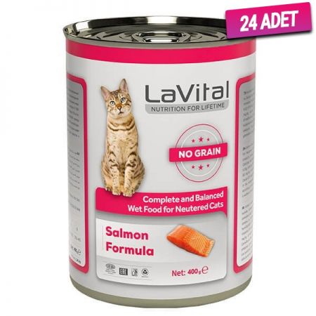 Lavital Sterilised Tahılsız Somonlu Kısır Konserve Kedi Maması 400 Gr - 24 Adet