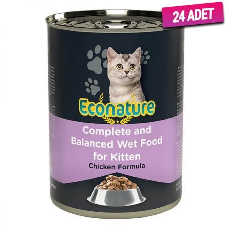 Econature Kitten Tavuklu Yavru Konserve Kedi Maması 400 Gr - 24 Adet