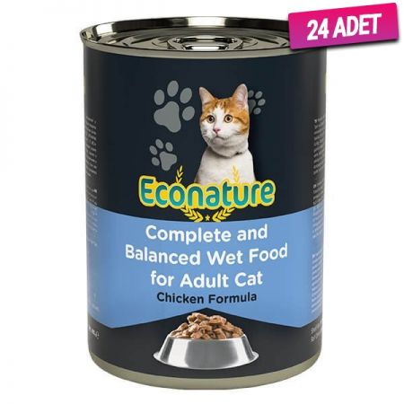 Econature Adult Tavuklu Yetişkin Konserve Kedi Maması 400 Gr - 24 Adet