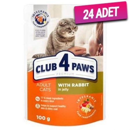 Club4Paws Premium Tavşanlı Pouch Kedi Konservesi 100 Gr - 24 Adet