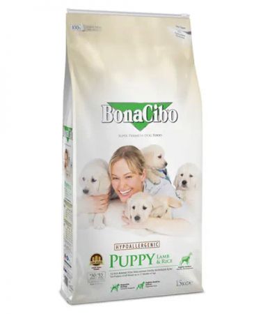 BonaCibo Puppy Lamb & Rice Kuzu Etli ve Pirinçli Yavru Köpek Maması - 15 kg