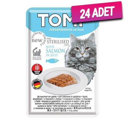 Tomi Somonlu Kısırlaştırılmış Pouch Kedi Konservesi 85 Gr - 24 Adet