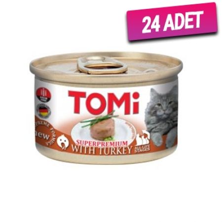 Tomi Kıyılmış Hindili Tahılsız Yetişkin Konserve Kedi Maması 85 Gr - 24 Adet