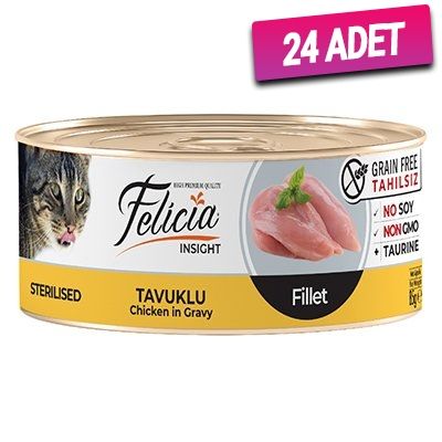 Felicia Tahılsız Tavuklu Fileto Kısırlaştırılmış Kedi Konservesi 85 Gr - 24 Adet