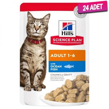 Hills Adult Okyanus Balıklı Pouch Yetişkin Konserve Kedi Maması 85 Gr - 24 Adet
