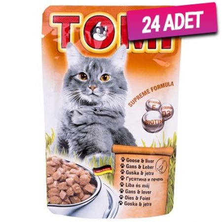 Tomi Kaz Eti ve Ciğerli Pouch Kedi Konservesi 100 Gr - 24 Adet