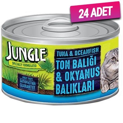 Jungle Ton ve Okyanus Balıklı Ezme Yetişkin Kedi Konservesi 85 Gr - 24 Adet