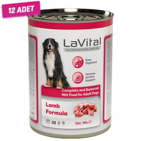 Lavital Adult Kuzulu Bağışıklık Sistemi Destekleyici Yetişkin Köpek Konservesi 400 Gr - 12 Adet