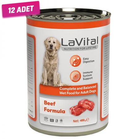 Lavital Adult Biftekli Bağışıklık Sistemi Destekleyici Yetişkin Köpek Konservesi 400 Gr - 12 Adet