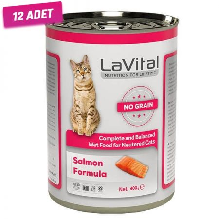 Lavital Sterilised Tahılsız Somonlu Kısır Konserve Kedi Maması 400 Gr - 12 Adet