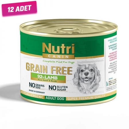 Nutri Canin Tahılsız %92 Kuzu Etli Yetişkin Köpek Konservesi 200 Gr - 12 Adet