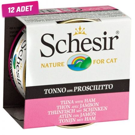 Schesir Ton Balık ve Jambonlu Jöleli Konserve Kedi Maması 85 Gr - 12 Adet