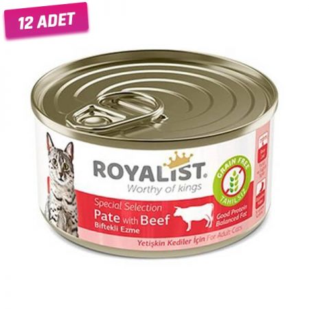 Royalist Biftekli Ezme Tahılsız Yetişkin Kedi Konservesi 80 Gr - 12 Adet