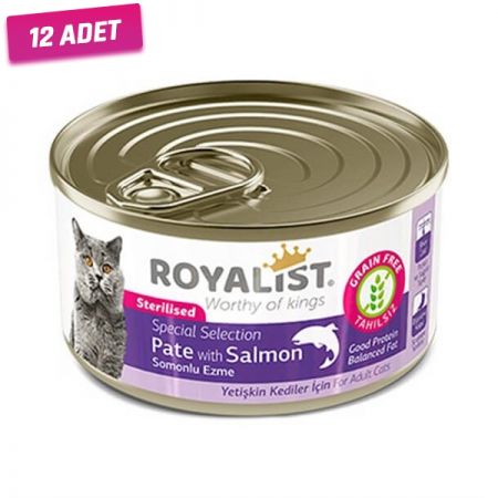 Royalist Somonlu Ezme Tahılsız Kısırlaştırılmış Kedi Konservesi 80 Gr - 12 Adet