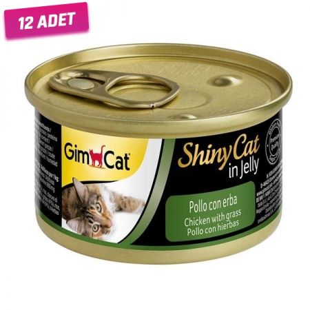 Gimcat Shinycat Tavuklu Ve Çimenli Yetişkin Kedi Konservesi 70 gr - 12 Adet