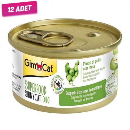 Gimcat Shinycat Fileto Tavuklu ve Elmalı Yetişkin Kedi Konservesi 70 Gr - 12 Adet