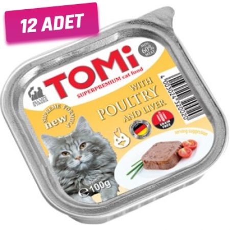 Tomi Kanatlı Eti ve Kaz Ciğerli Pate Kedi Konservesi 100 Gr - 12 Adet