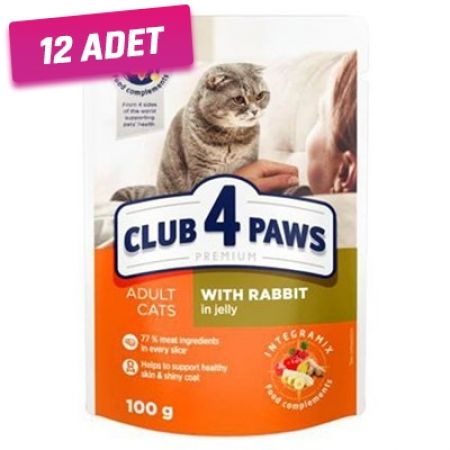 Club4Paws Premium Tavşanlı Pouch Kedi Konservesi 100 Gr - 12 Adet