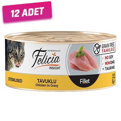 Felicia Tahılsız Tavuklu Fileto Kısırlaştırılmış Kedi Konservesi 85 Gr - 12 Adet