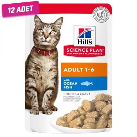 Hills Adult Okyanus Balıklı Pouch Yetişkin Konserve Kedi Maması 85 Gr - 12 Adet